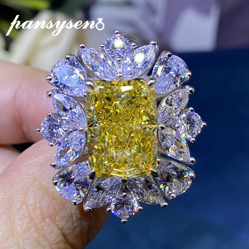 PANSYSEN Luxury 100 925 Sterling Silver 10x14MM Citrine Sapphire