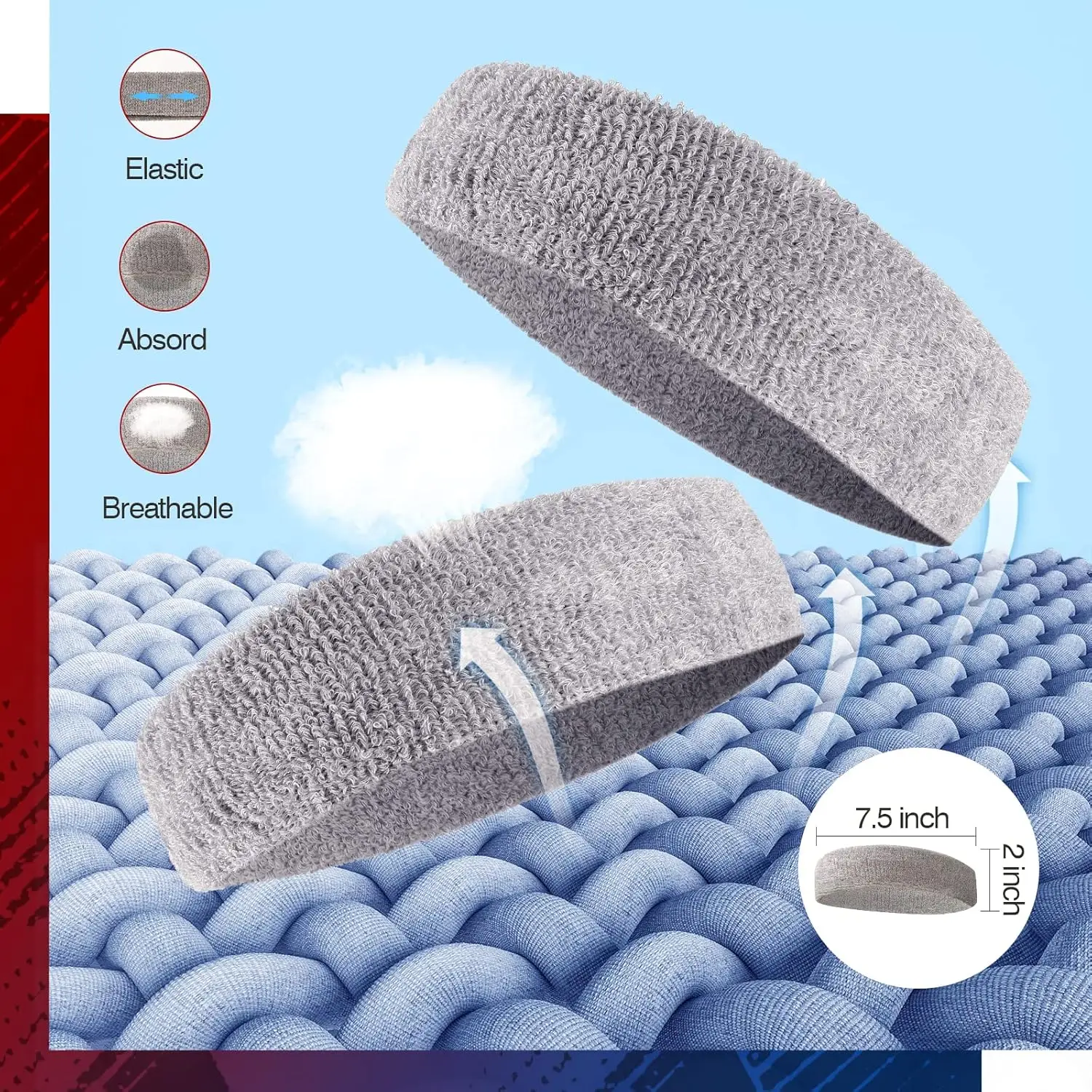 Feuchtigkeitsableitendes Sport-Stirnband aus Handtuch, geeignet für Laufen und Yoga.