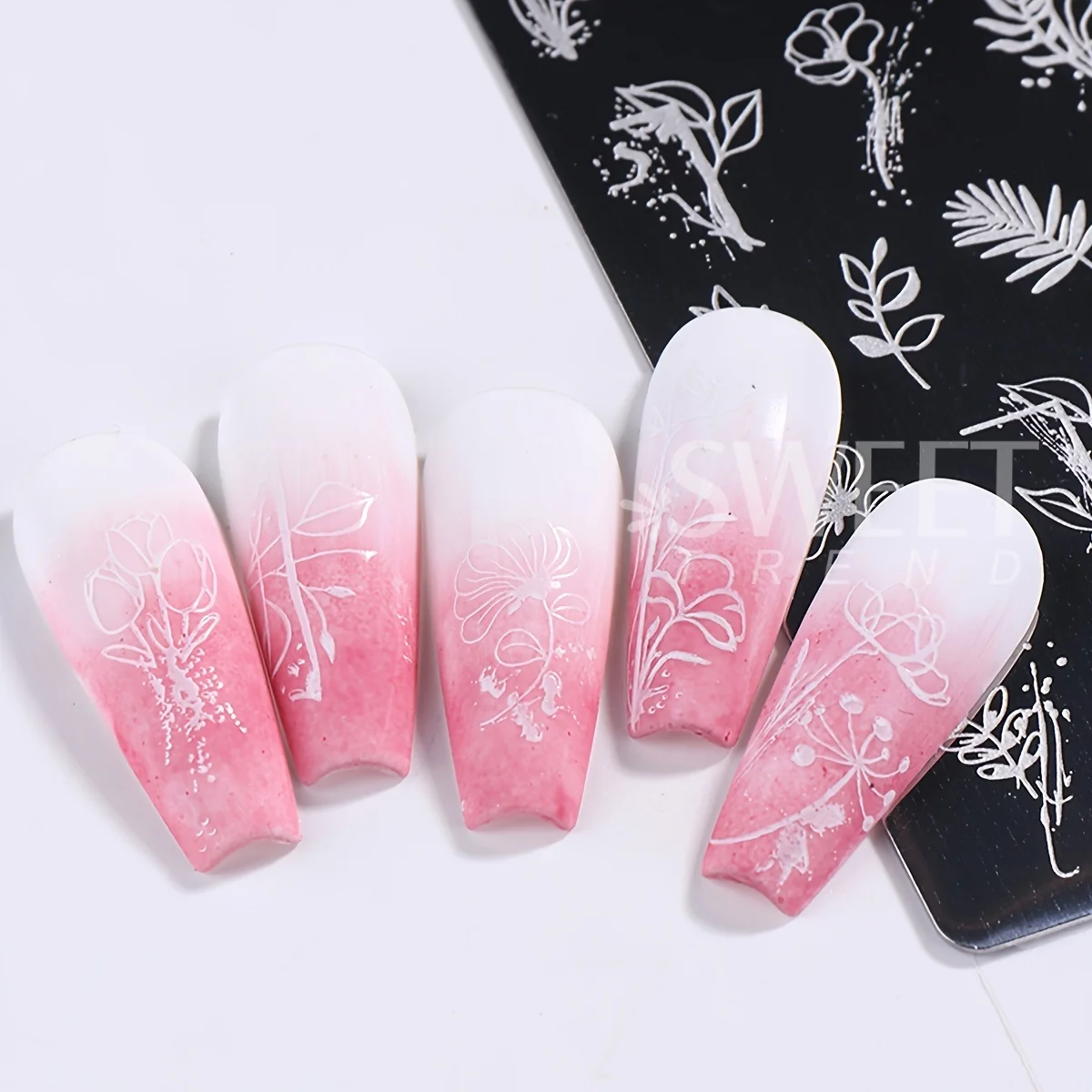 4pcs Simple Flowers Leaf Nail Art Stamping Plate Butterfly Floral Frame Image Geometry Design Printing Stencils Tools Manicure