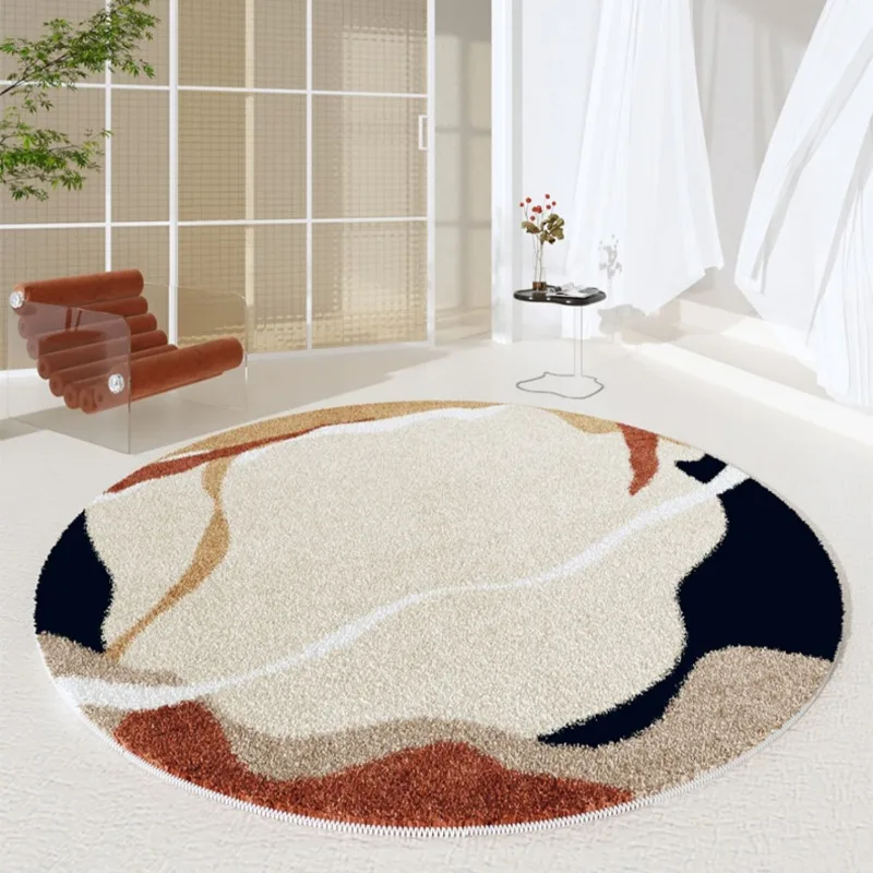 Modern Round Living Room Carpet Minimalist Abstract Striped Bedroom Carpets Creative Art Home Decoration Rug Plush Soft Rugs 양탄자 4