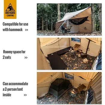 Hot Tent, Large Spacious 4 Person Tent with Stove Jack, Windproof Waterproof Tent for Wood Stove Camping Travel Truck 5