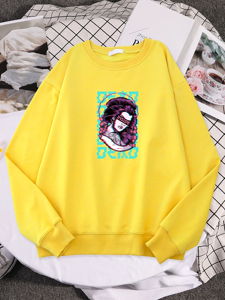 

Geisha Dead Inside Soft Grunge Vaporwave Print Women Hoodie Sinple Street Sweatshirts Korean Hooded Pullovers Quality Streetwear