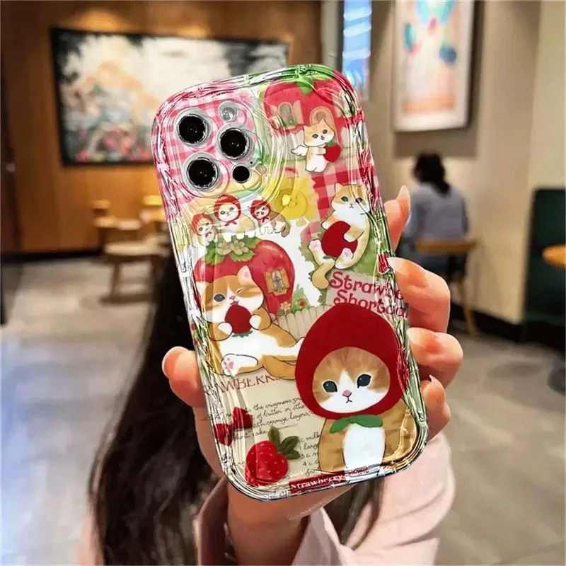 Cartoon Cat Red Apple Soft Chain Case Cover
