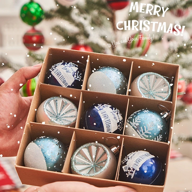

9pcs/box 6cm Christmas Ball Ornaments Champagne Gold Red Glitter Foam Ball Crafts For Xmas Tree Hanging Pendant Gift Navidad