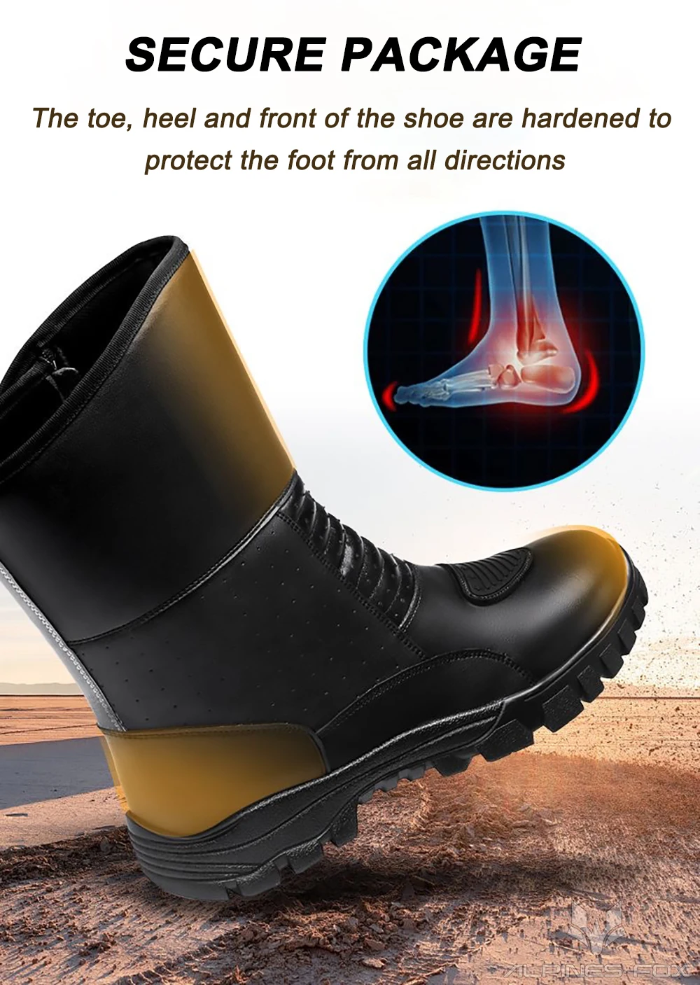 Leather Motorcycle Boots Men Classic Motocross Shoes with Reinforced Heel Toe Waterproof Vintage Motorbike Touring Boot
