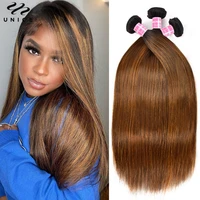 UNICE Hair Balayage Straight Human Hair Bundles 1/3/4 PCS Deal #FB30 Pre Colored Sew In Bundles Human Hair Extensions