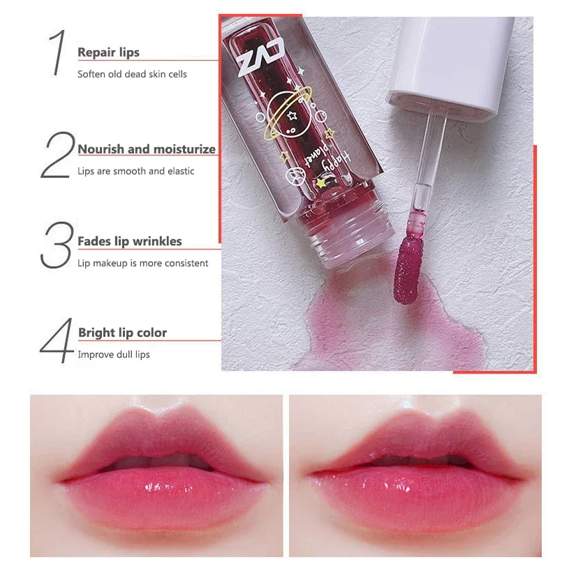 Lip Gloss Mirror Water Lip Gloss Lip Glaze Transparent Glass Oil Liquid Lipstick Lipgloss Moisturizing Natural High Gloss LipsOil Care