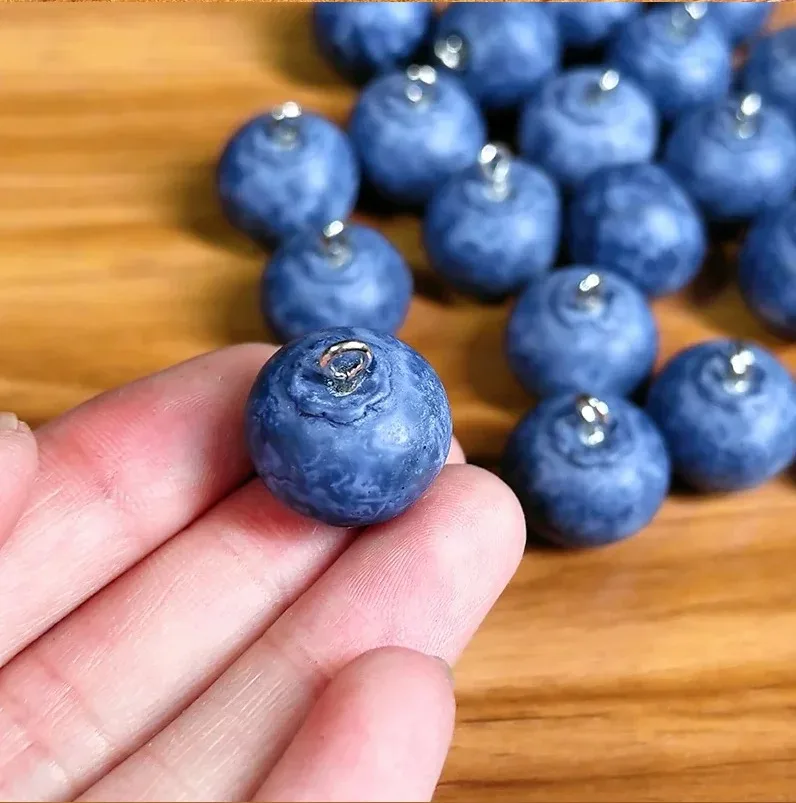 5개 3D 작은 블루베리 레진 참 귀여운 시뮬레이션 과일 펜던트 DIY 귀걸이 목걸이 쥬얼리 제작 액세서리
