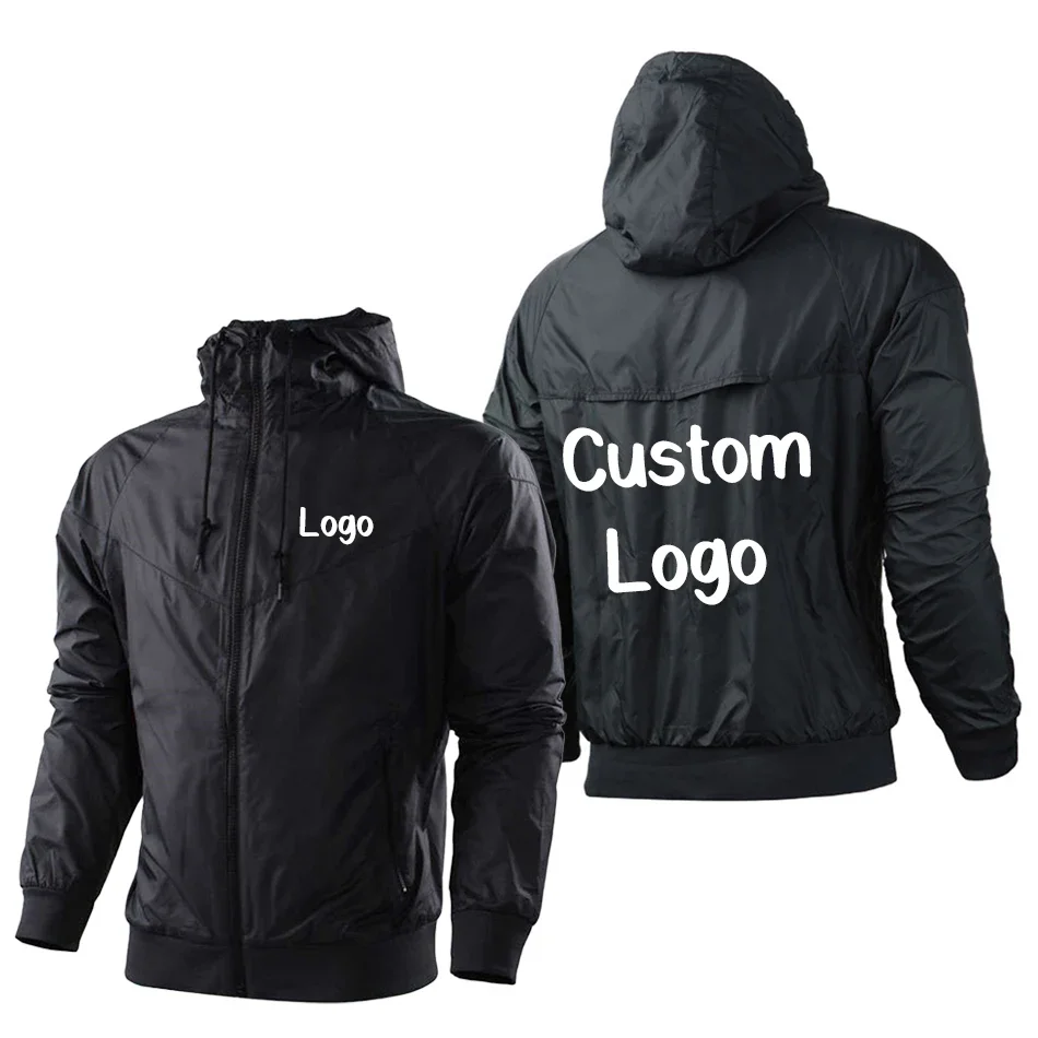 

DIY Print Logo Text Men's Jackets Waterproof Hoode Wind Breaker Casual Coat Male Custom Text Clothing Autumn Jackets Men