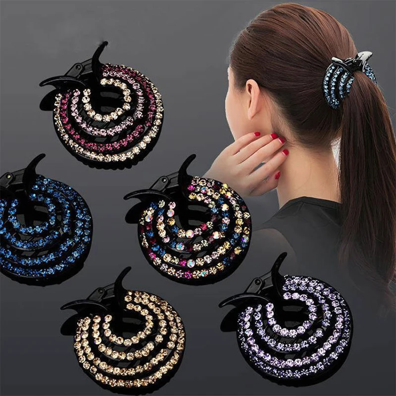 

Crystal Bird Nest Twist Hair Clips Ponytail Holder Hair Claws Rhinestone Top Hairpin Hair Accessories Bun Maker Hairgrip