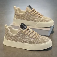 2024 Canvas Sneakers Men Fashion Spring Autumn Casual Men's Platform Lace Up Flats Shoes Non-slip Wear-resistant Sports Shoes 2