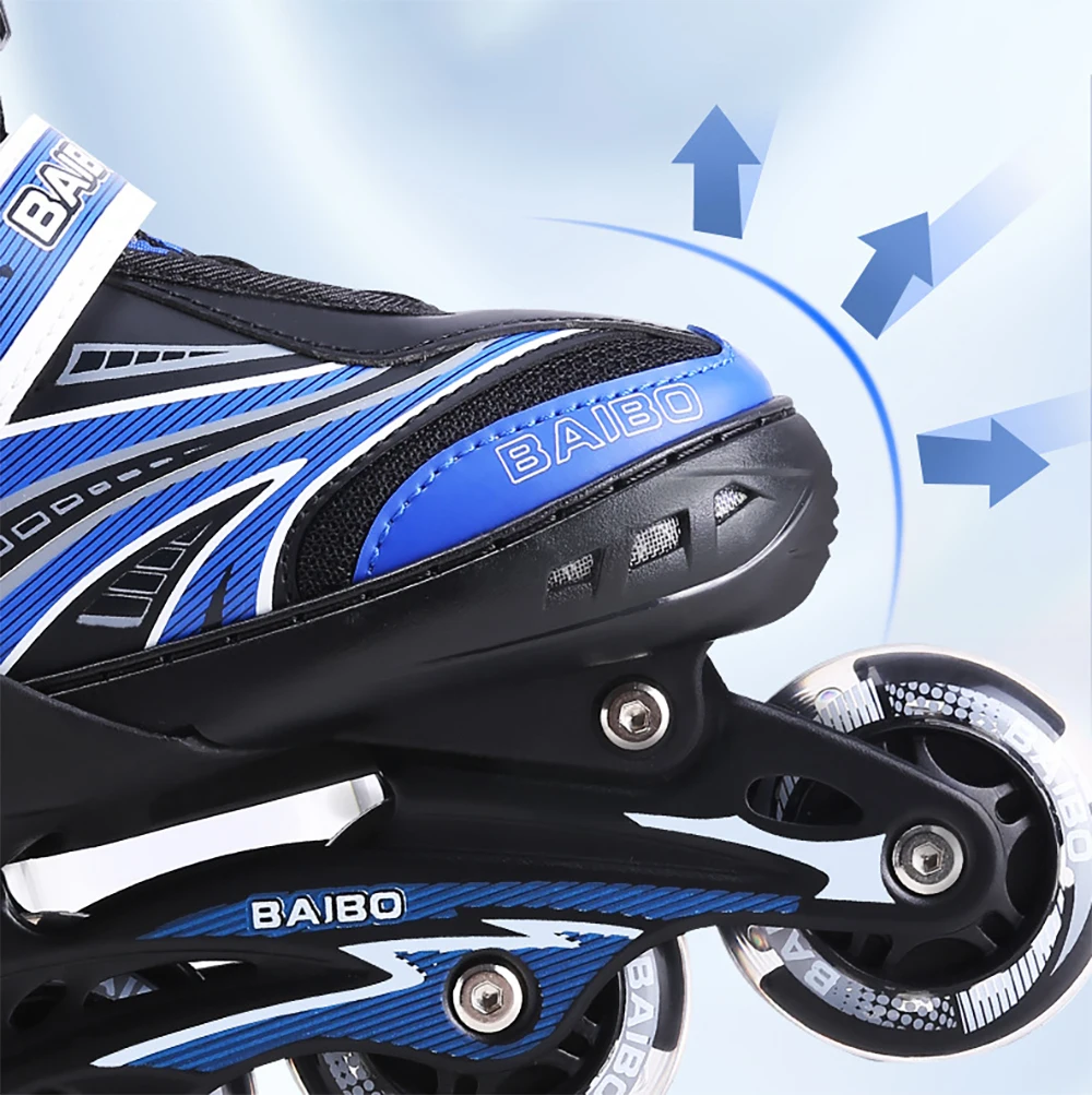 Inline Roller Skates Flashing 4 Wheels Skate Shoes For Beginner Boys Girls Outdoor Skating Sneakers Adjustable Size 15cm-24.5cm