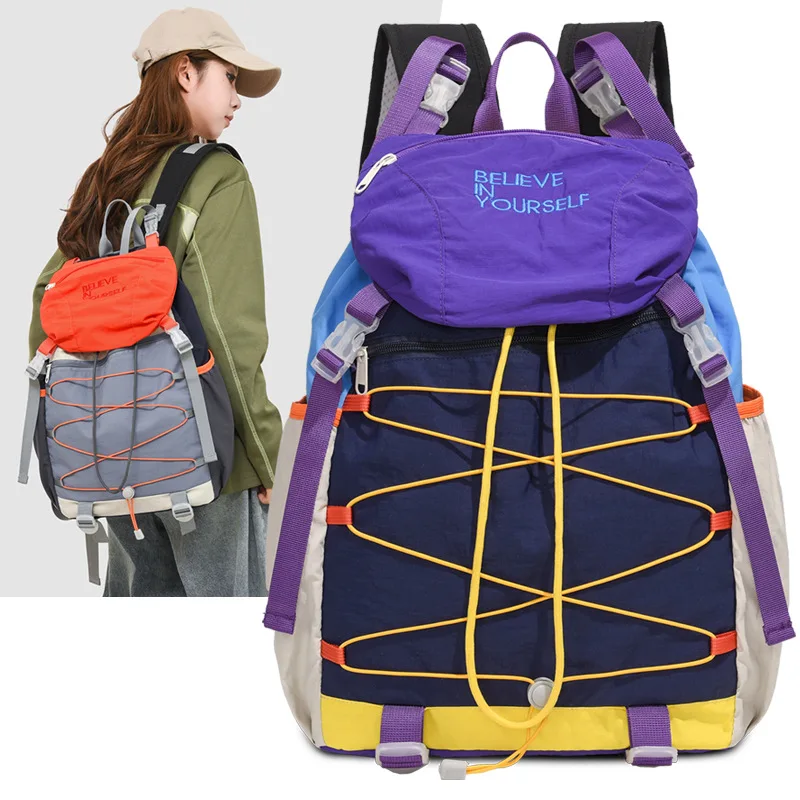 Lightweight Hiking Backpack Drawstring Large Capacity Outdoor Cycling Touring Trekking Sports Double Shoulder Bag