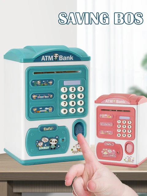 ATM Piggy Bank Toys, Electronic Fun Music Cartoon Fingerprint Password Box Simulate Fingerprint Password Unlocking Kid Gifts 3