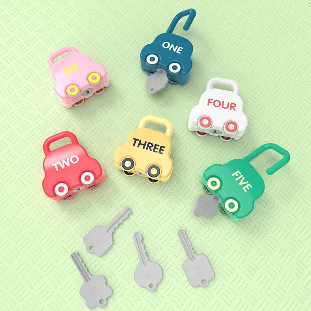 Children Montessori Toys Cartoon Car Unlocking Game Number Matching Counting Sensory Educational Learning Locks Teaching Aid Toy