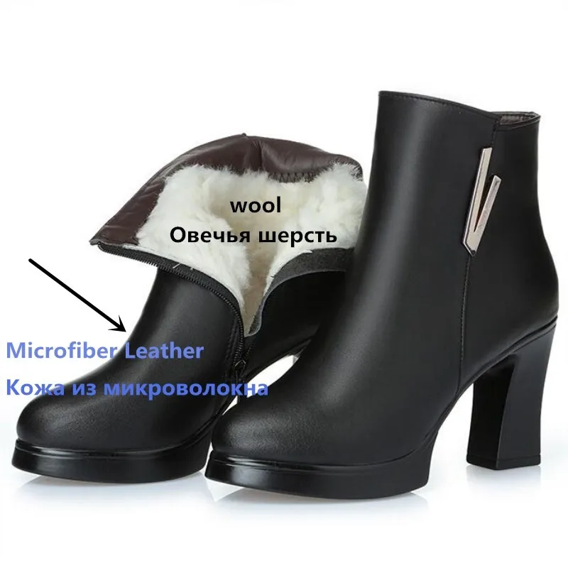 2021 new woman ankle boots ladies genuine leather snow boots high heeled fashion 34  red  boots really winter  Ding Shoes 