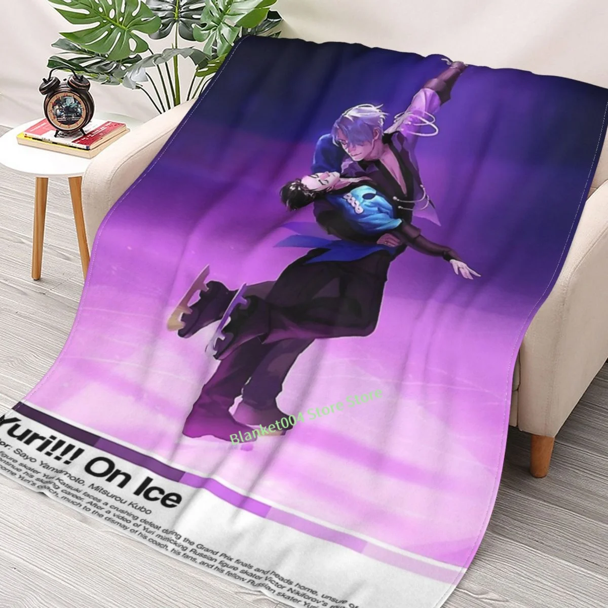 

Yuri On Ice Anime Throw Blanket Sherpa Blanket 3D printed sofa bedroom decorative blanket children adult Christmas gift