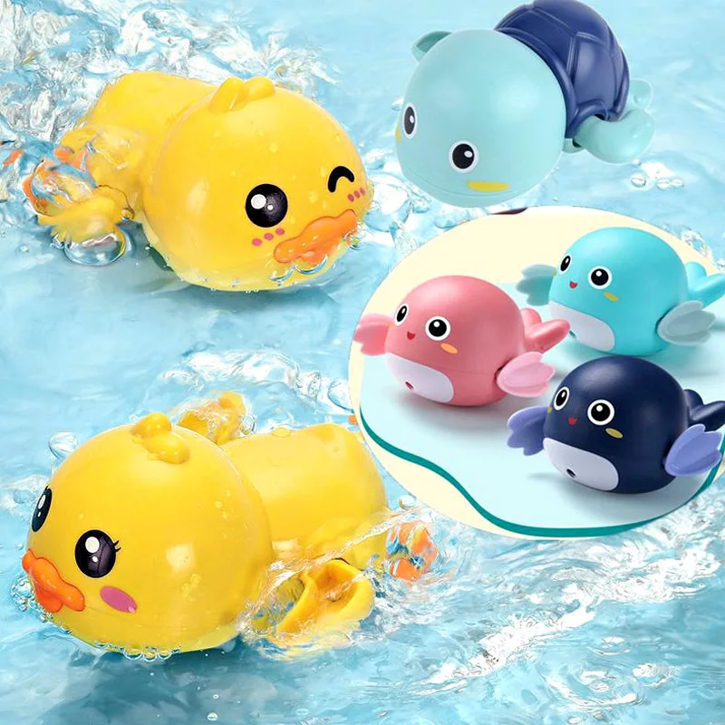 Giocattoli Da Bagno Estivi Cartoon Animal Swimming Bathing Ducks Water Play Game Chain Clockwork Water Shower Toys For Baby 0 24 Mesi