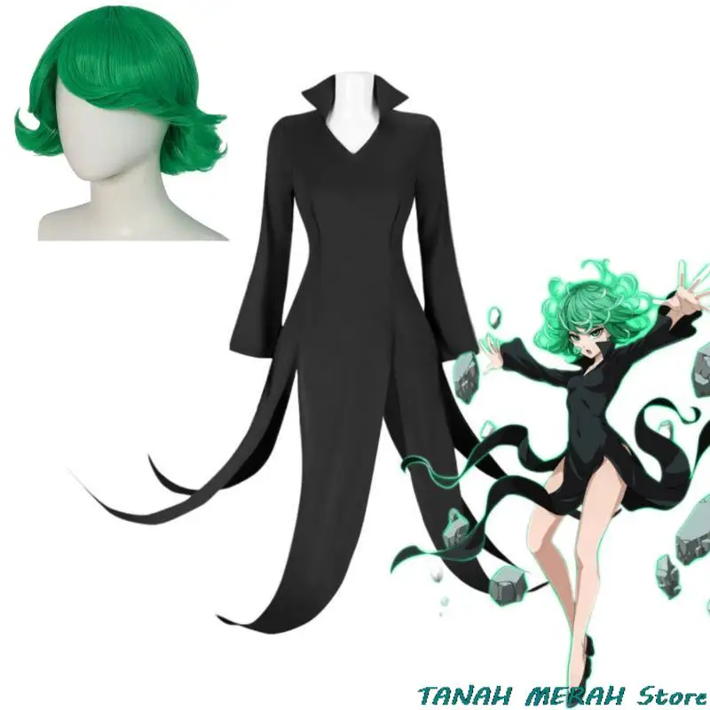 Anime One Punch-Man Tatsumaki Cosplay Halloween Natale Per Bambino Plus Size Parrucca Costume Nuovo