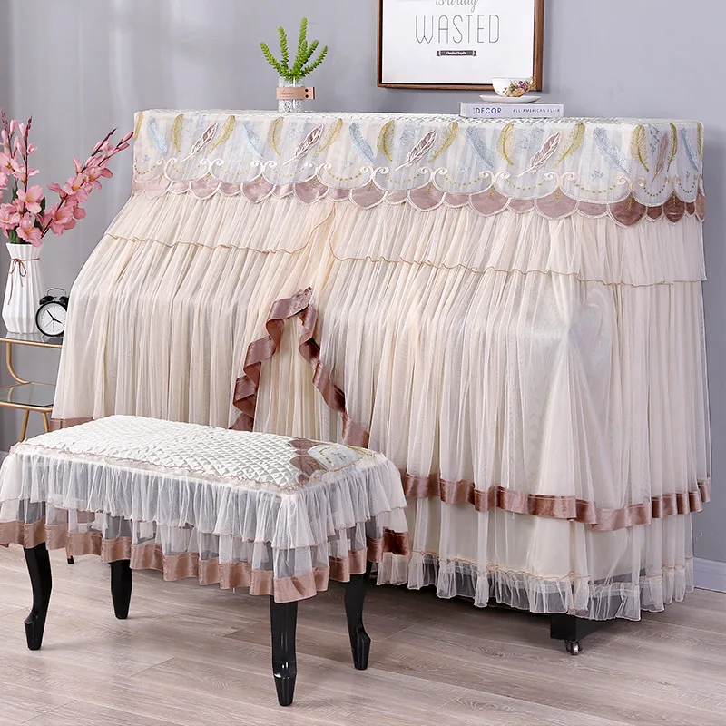 European Style Simple Upright Piano Cover Stool Cover Half Dust-Proof Covers Keyboard Cloth Piano Furniture Protective