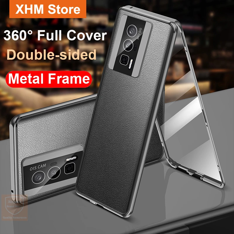 

Чехол с полным покрытием 360 градусов для Xiaomi Poco F5 Pro, чехол из закаленного стекла для Redmi K60 Pro, откидной кожаный чехол для телефона, металлический двухсторонний