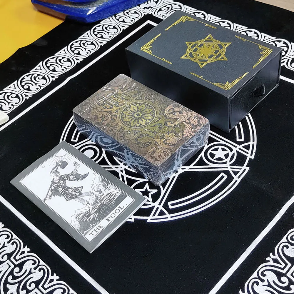 Golden Gift Box Divination Tarot Table Game Waterproof Wear-resistant Belt Paper Manual Oracle Prediction Collection 80pcs golden borderless upgraded tarot suit table game 12 7cm paper guide divination prediction waterproof high end astrology