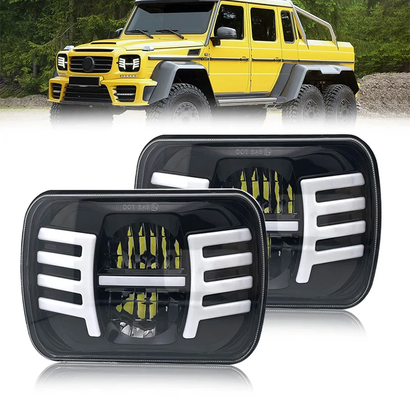 Per Jeep Cherokee Xj Wrangler Yj 5X7 ''Faro A Led 7X6'' Faro Hi-Low Wing Drl Indicatore Di Direzione Ambra Luce Bianca.