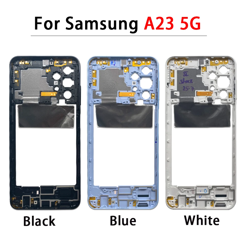 삼성 A22 4G / A23 5G / A23 4G용 새 중간 플레이트 프레임 홀더 하우징 베젤 (전원 및 볼륨 버튼 키 포함)