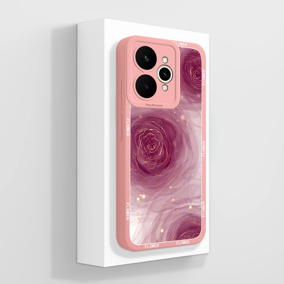 Pretty Flowers Pattern Soft Liquid Silicone Shockproof Phone Case - Full Coverage Bumper