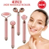 New Electric Vibrating Jade Roller Massager For Slimming Face Lifting Rose Quartz 3D Roller Stone Facial Skin Care Beauty Tool 1