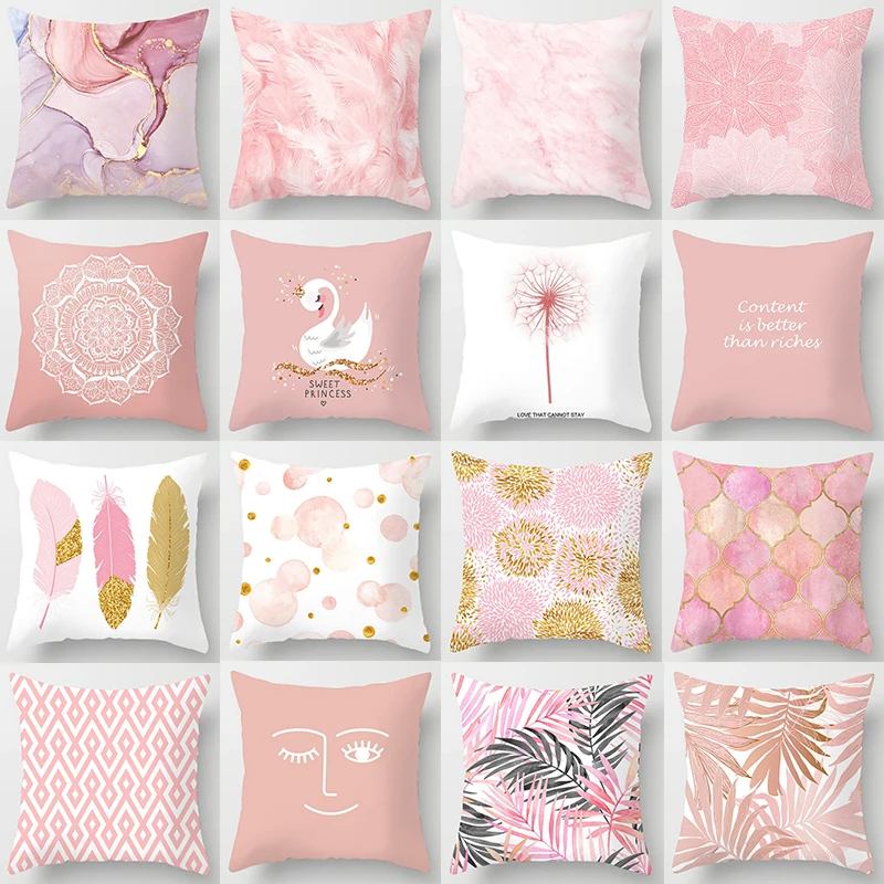 Pink Color Pillows Living Room Pillow Pillowcase Pink Marble