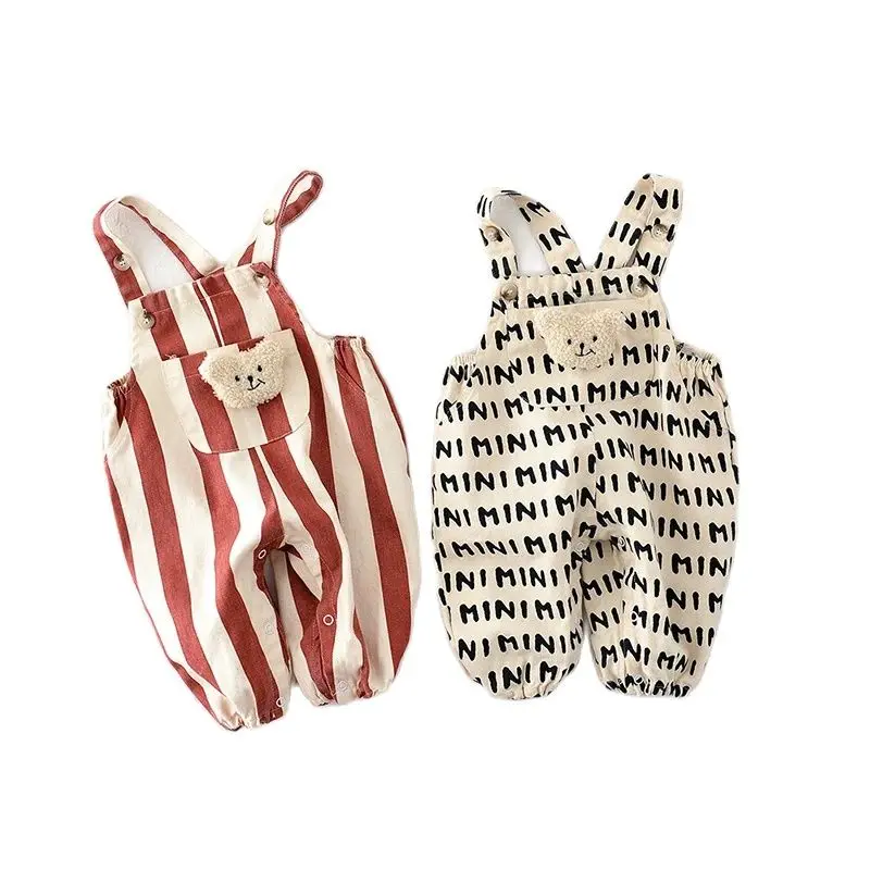 Autumn Stripe Baby Overalls for Boys and Girls