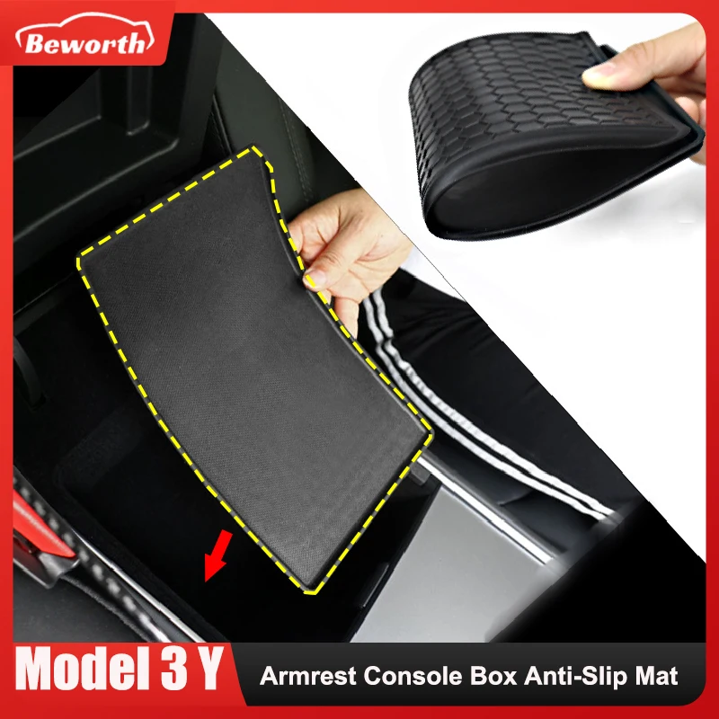 

Armrest Box Anti-Slip Mat For Tesla Model 3 Y Console Cushion TPE Protective Pad for Central Console Auto Parts Car Accessories