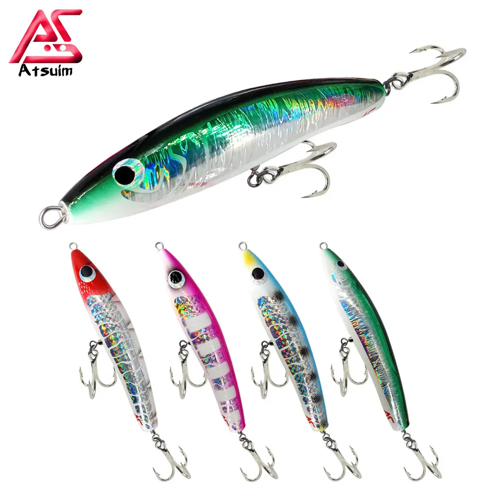 

AS Swim Trolling Cast Stickbait TopWater Lure Fishing 65g120g Wooden GT Tuna Pencil Artificial Floating Long Casting Wobblers