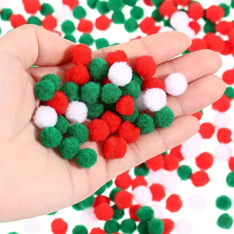 500 Pieces of Christmas-Colored Pom-Poms in Various Colors, Clothing Accessories, Holiday DIY Decoration Supplies