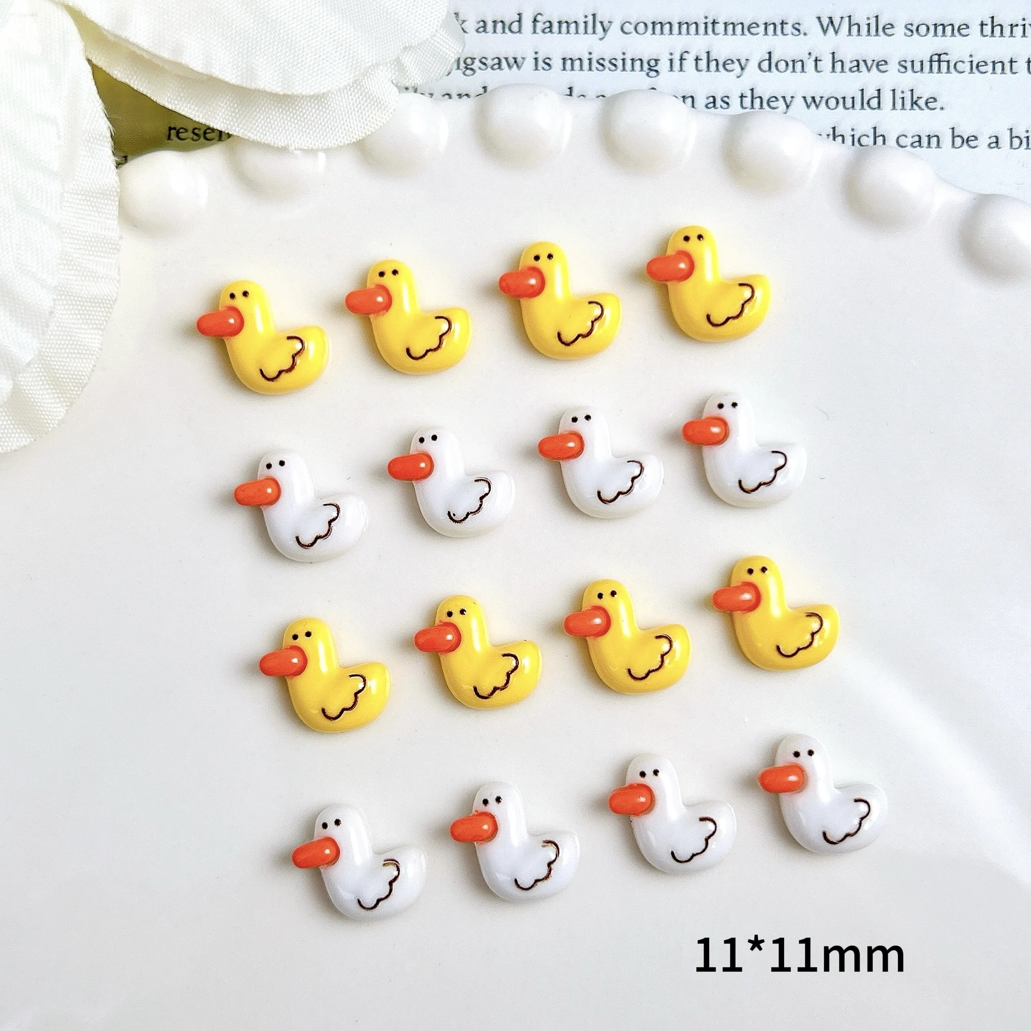 30PCS 3D Kawaii Cartoon Duck Resin Nail Charms for DIY Crafts and Decorations