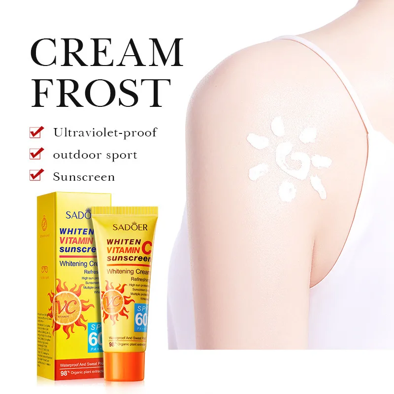 Facial Body Sunscreen Vitamin C Whitening Sun Cream Skin Protective Cream Isolation Waterproof And Sweat-proof SPF 60