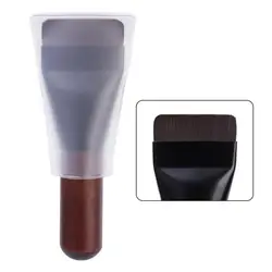 Ultra Thin Flat Head Face Contour Brush with Wooden Handle for Blending Foundation and Cream Makeup (Wooden handle brush)