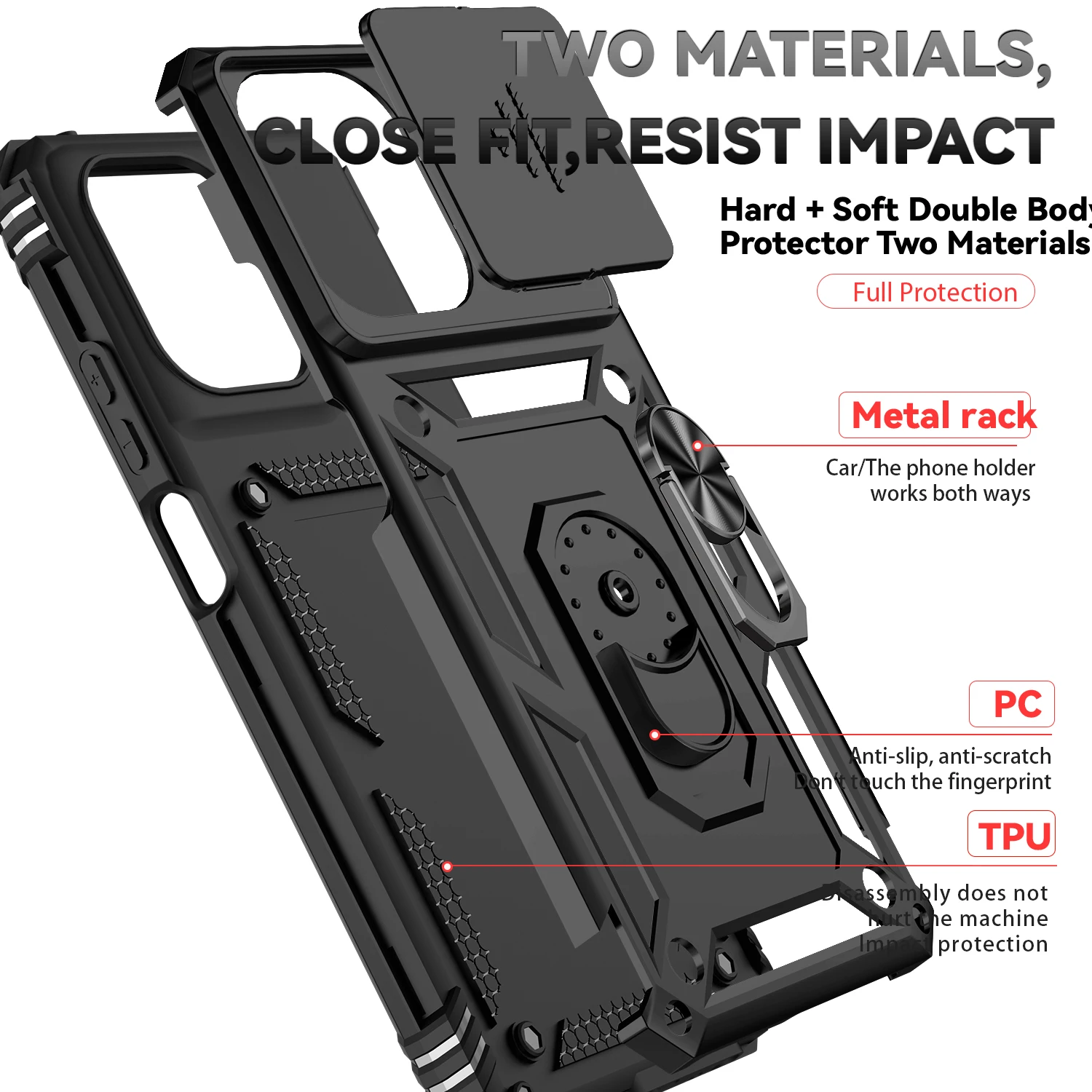 TJS Magnetic Ring Stand Case For Motorola Moto G 5G (2025) – Hybrid Shockproof With Camera Protection