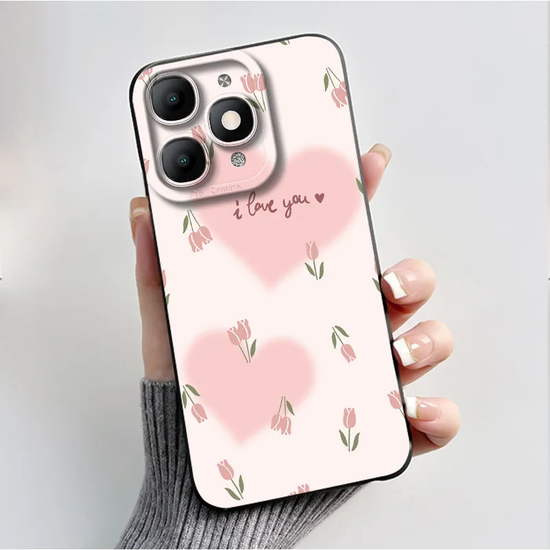 Luxury Fashion Black Soft TPU Silicone Case with Floral and Butterfly Design