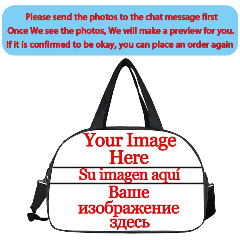 Custom Your Image Logo Name Travel Totes Women Travel Bags Multifunctional Female Handbags Waterproof Duffle Bag Shose Holder