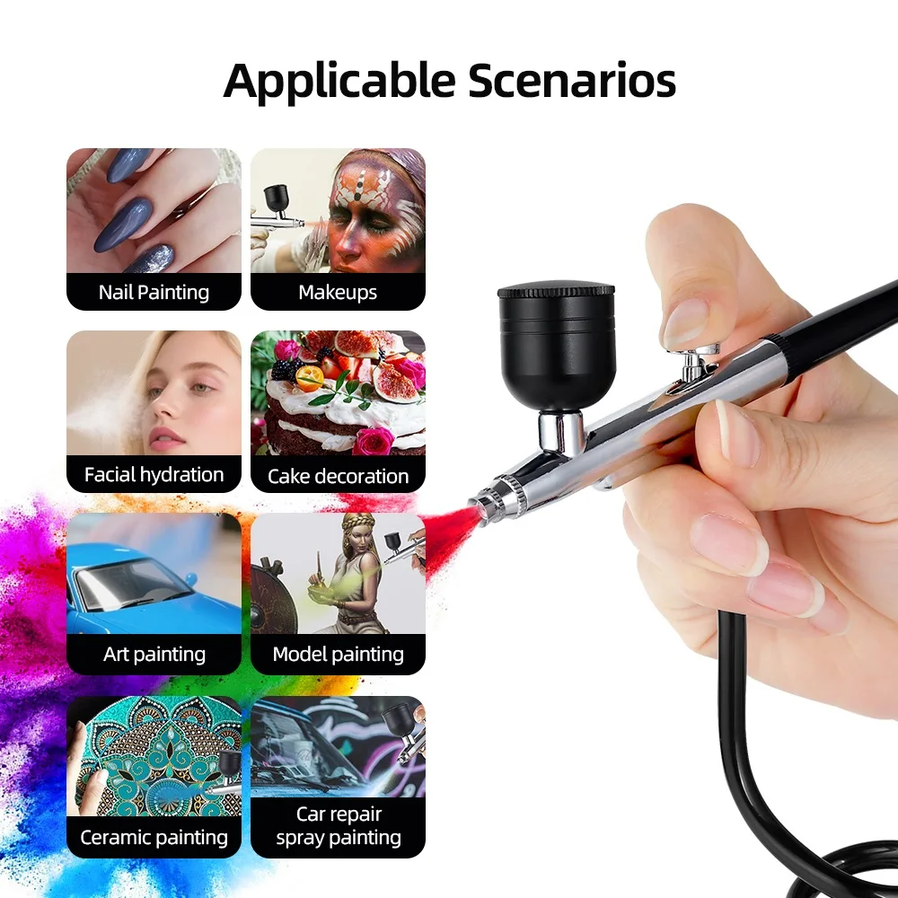 Portable Airbrush With Tube Air Compressor Paint Spray Gun For Nail Art Tattoo Craft Cake Pastry Painting Face Hydrating Sprayer