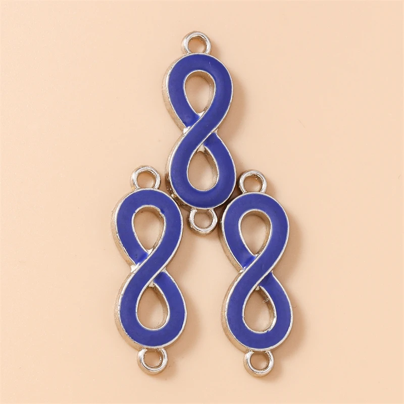 20 Stück 10 x 27 mm niedliche bunte Emaille-Infinity-Symbol-Anhänger-Verbinder für die Schmuckherstellung, Armbänder, Halsketten, DIY-Bastelbedarf – Detail 7