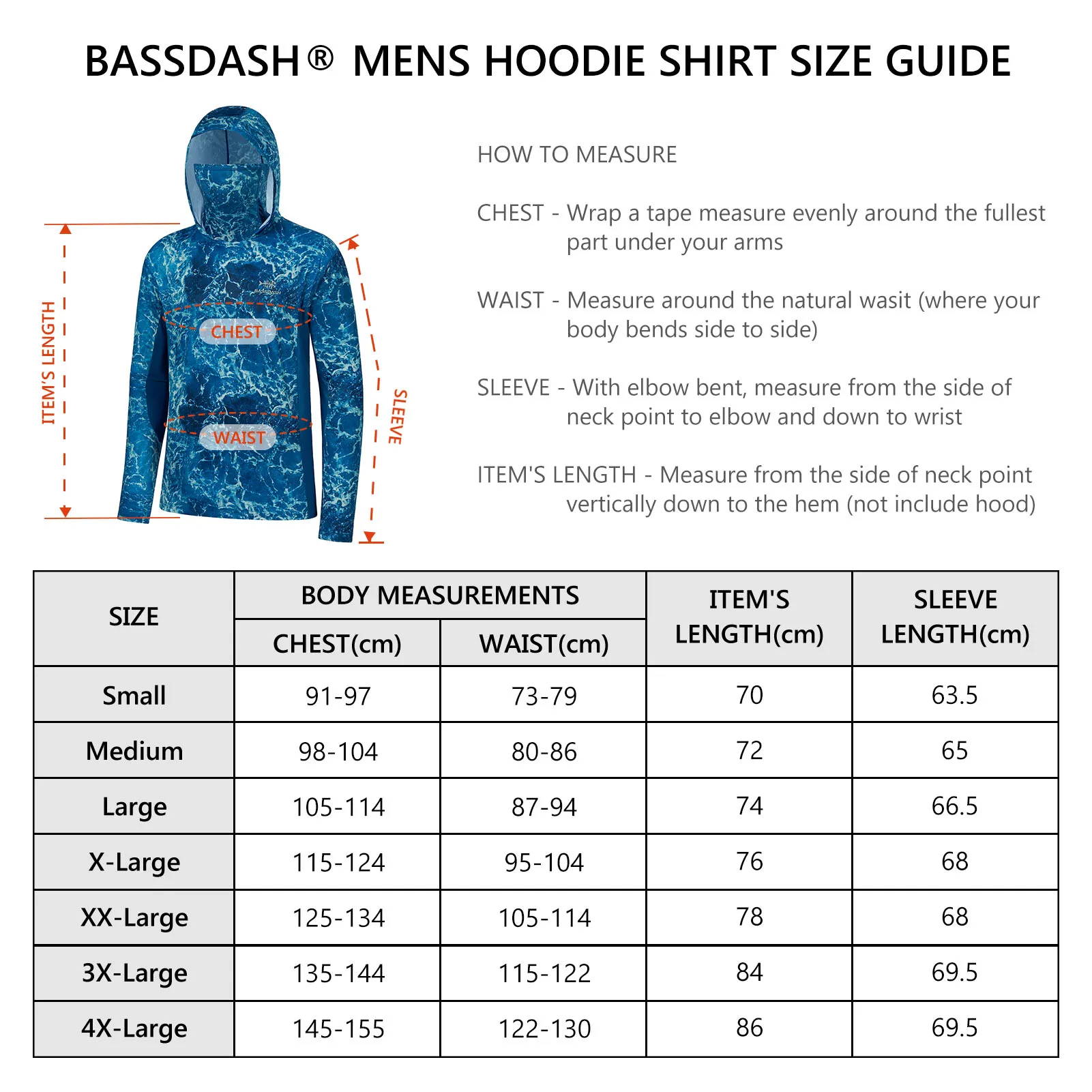 Description Picture 2 of itemBassdash Men’s UPF 50+ Fishing Hiking Camo Hoodie Shirt with Face Mask Lightweight Neck Gaiter Long Sleeve Sun Protection FS25M