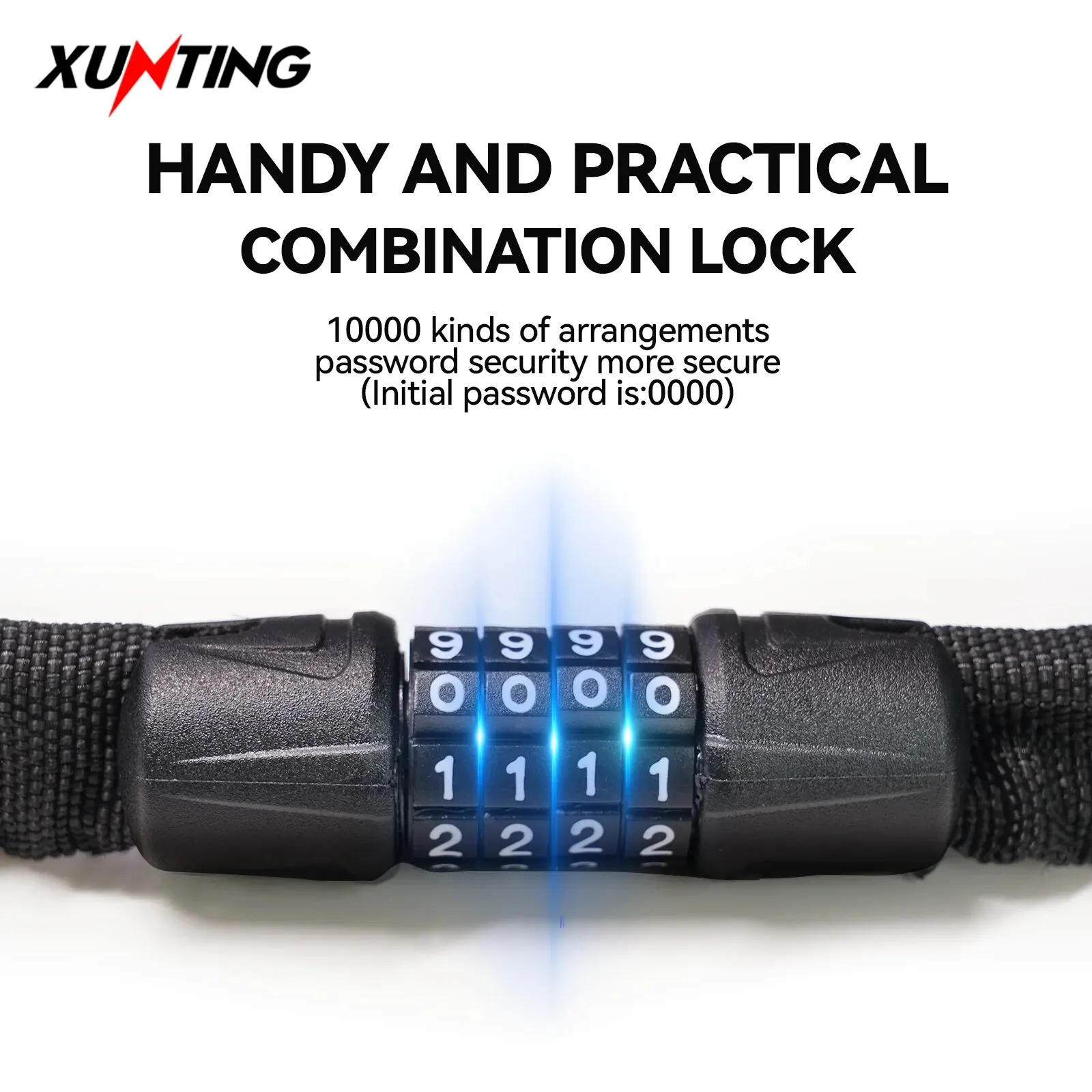 Bike Lock Xunting Bike Lock 4 Digit Code Combination 77cm for Bicycle Equipment MTB Anti-theft Mount Accessories