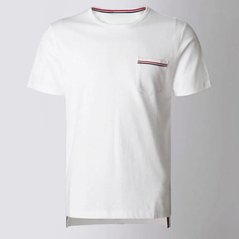 

TB THOM Men's Short Sleeve Soft T-Shirt Casual Solid Color Crew Neck Pure Cotton Tee Tops With Pocket Fashion Summer TB Shirt