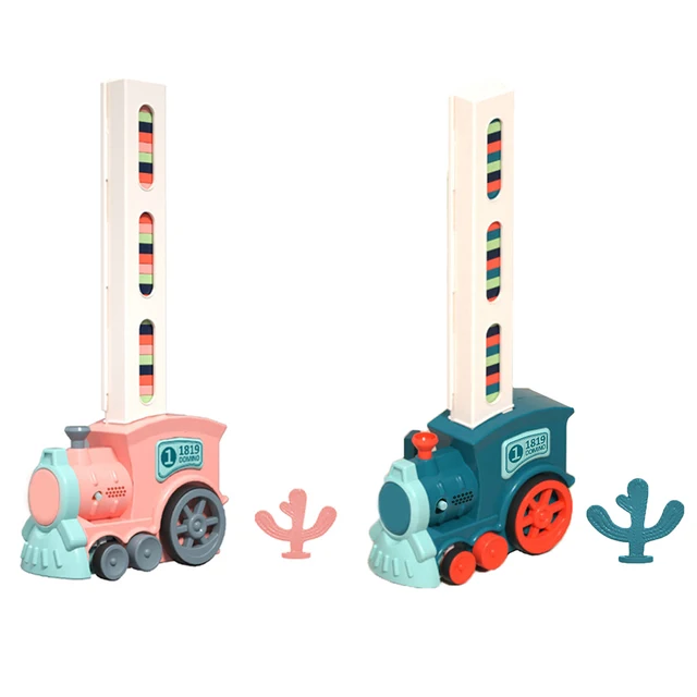 Domino Rally Electric Train Model Toy with Lights And Sound Children Gifts Blocks Vehicle Children Play Tools Birthday Gift 2