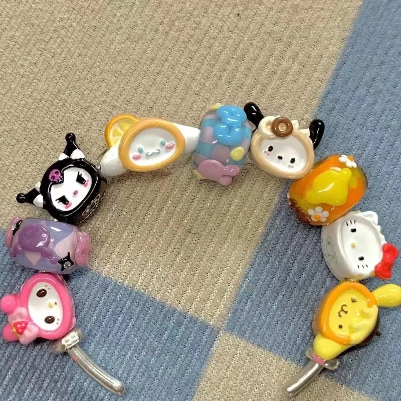 

Kawaii Sanrio Hello Kitty My Melody Kuromi PomPomPurin BEADS Beads Cake Roll Beads Cute DIY Bracelet Accessories Bracelet Gift