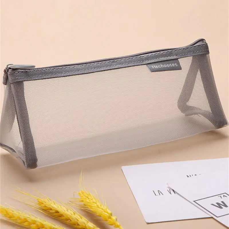 Cute Mesh Pencil Case Transparent Pens Pouch Simple Aesthetic Bag Organizer  Office School Supplies for Student Stationary - AliExpress