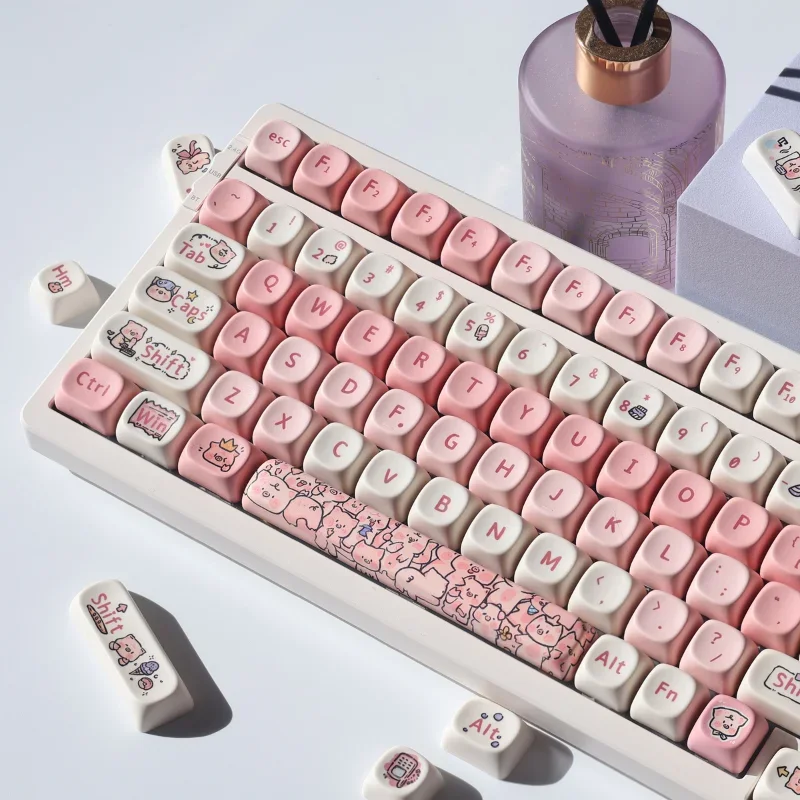 Cute Pink Pig Teclado Mecânico Moa Keycap Presente 139 Chaves Pbt Keycap Faça Você Mesmo Criativo 61 64 84 87 104 108 - Imagem 4